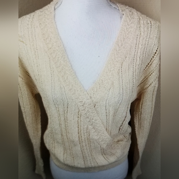 NWT ASTR WRAP FRONT SWEATER POINTELLE CREAM SWEATER - Picture 5 of 8